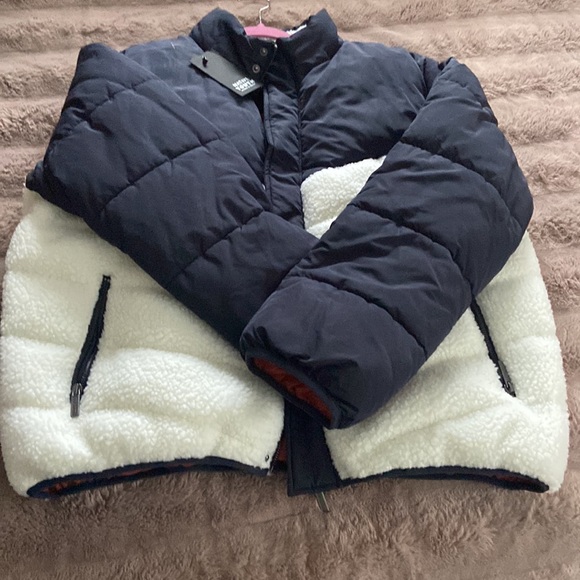 Native youth navy and white Sherpa puffer coat XL NWT - Picture 11 of 15